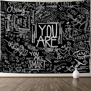 KJHL Quote You Are Wall Tapestry Black and White Inspirational Classroom Kids Tapestries Wall Hanging Motivational Positive Affirmations Saying Aesthetic Tapestry for Bedroom Dorm(30" x 40") in Kuwait