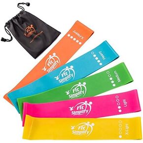 Fit Simplify 10 Inch Resistance Loop Exercise Bands, Set of 5, Assorted Colors