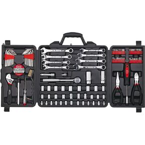 Apollo Tools 101 Piece Mechanic Tool Set for Roadside Emergencies. SAE and Metric for Mechanical Repairs for Boating, RV, Bikes, in Compact Carrying Case - Red - DT0006