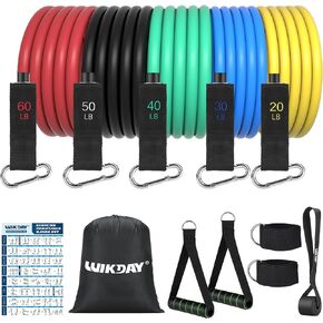 Exercise Resistance Bands with Handles for Working Out, 150/200/250/300 lbs Workout Bands Set with Door Anchor for Physical Therapy, Yoga, Pilates