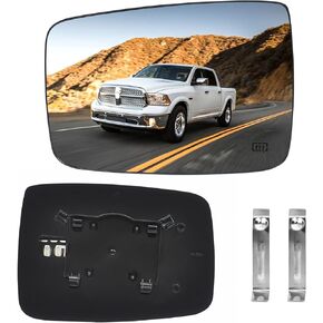 Ram Passenger Right Side Mirror Glass Replacement for 2009-2018 Dodge Ram 1500 2500, Exterior Power Heated Convex Mirrors Glass 68050298AA, 68079362AA