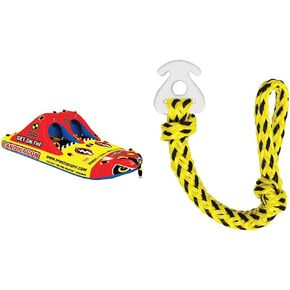 SportsStuff Bandwagon 2+2 Towable 1-4 Rider Tube for Boating and Water Sports, Kwik-Connect Tow, Heavy-Duty Full Nylon Cover & EVA Padding