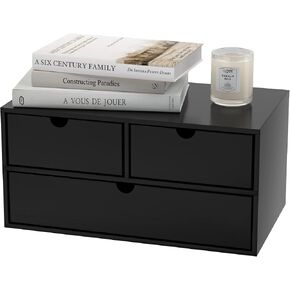 Wisuce Bamboo Desk Organizer - Mini Bamboo Desk Drawer Tabletop Cosmetic Storage Organization for Office or Home Black with Shelf in Kuwait