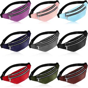 Amylove 9 Pcs Fanny Pack Bulk for Women Men with Adjustable Strap Waterproof Waist Packs for Travel Hiking Cycling Running Outdoor Sports, 9 Colors