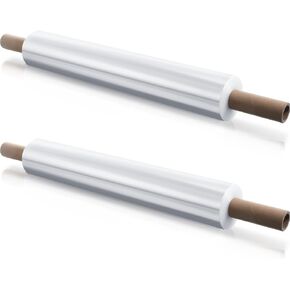 2 لفات 20 بوصة × 1000 قدم ملفوفة قابلة للتمدد مع مقبض بلاستيكي شفاف قابل للتمدد يتقلص لفافة لف لتغليف الأثاث ومستلزمات تغليف البليت in Kuwait