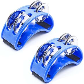 1 Pack Foot Tambourine Percussion, Black Foot Shaker Instrument with Metal Jingle Bell, Rhythm Instrument for Adults