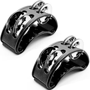 1 Pack Foot Tambourine Percussion, Black Foot Shaker Instrument with Metal Jingle Bell, Rhythm Instrument for Adults