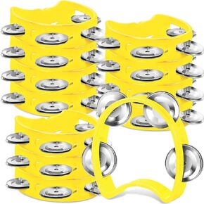 12 Pcs Plastic Percussion Tambourine with 4 Bells Rhythm Musical Instruments for Adults Hand Tambourine Hand Held Percussion Drum for Party Kindergarten Family School Supplies (Blue)