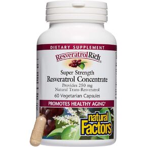 ResveratrolRich by Natural Factors, Super Strength Resveratrol Concentrate, Promotes Healthy Aging, 60 capsules (60 servings)