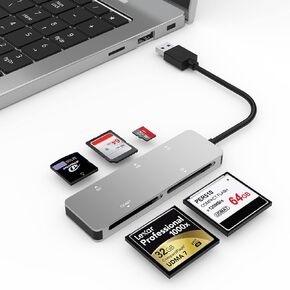 قارئ بطاقات CFexpress Type B/SD ثنائي الفتحات USB C، USB 3.2 Gen 2 10Gpbs، متوافق مع بطاقة ذاكرة CFexpress Type B/SD، محول بطاقة CFexpress من الألومنيوم مع كابل USB C إلى USB C/USB A