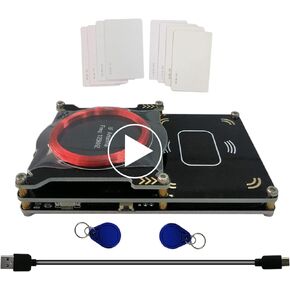 Upgraded 512k Proxmark3 Easy V3.0 RDV4 Memory ID M1 IC Built-in RFID Card Reader Integrated Antenna Decryptor Decoder 10 IC ID Cards HF LF Frequency
