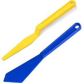 NEWISHTOOL Tint Tools Corner Gasket Squeegee for Hard to Reach Area, Yellow Long Handle Shank Squeegee + Blue Chisel Squeegee, Flexible Long Reach Scraper for Car Door Vinyl Wrap Tint Film Installing