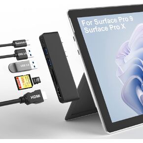 Surface Pro 9 Accessories, Surface Pro 9 Docking Station with 4K HDMI, USB-C Thunerbolt 4 (Display+Data+PD Charging), 2 USB 3.0, SD/TF Card Reader for Surface Pro 9/Prox