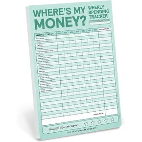 Knock Knock Weekly Money Tracker Pad, Weekly Spending Tracker Budget Pad (Pastel Version), 6 x 9-inches