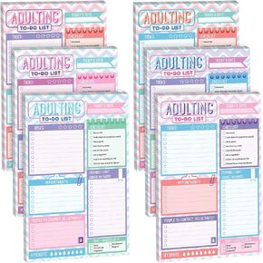 Glenmal 6 Pack Adulting to Do List Notepad Daily Planner Notepad to Do List Notebook Undated Checklist Planner for Adult Office Stuffers 7.8 x 5.2 in(Bright,Bright Color)