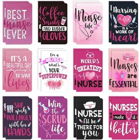 Nezyo 24 Pcs Nurse Notebooks Appreciation Gifts Mini Pocket Notepads Nurse Week Thank You Gifts for Medical Students Graduation Classroom Office Supplies