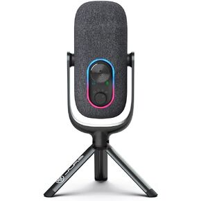 JLab Epic Talk USB Microphone, Black, USB-C Output, Cardioid, Omni, Stereo, and Bi-Directional, 192k Sample Rate, Volume Control, Gain Control, and Quick Mute, 3.5mm AUX, Plug and Play