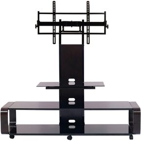 TransDeco TD685ES TV Stand with Mount & Wheel for 35-85 Inch TV, Espresso/Black