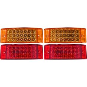 All Star Truck Parts] Qty 6 Amber + Qty 6 Red 6" 21 LED Side Marker Clearance Light Rectangle 12V Truck Trailer Camper Boat Marine 6x2 Rectangular Surface Mount [Sealed and Waterproof]