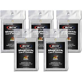 BCW Magnetic Card Holder - 100 PT Thickness - 5 ct | Protective Display Card Case with Secure Gold Magnet Closure | UV Protection, Quick Access Design for Sports, Gaming, and Collectible Cards