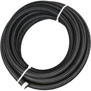 20 Feet -6AN AN6 3/8" Fuel Line Hose Braided Stainless Steel Oil Gas Fuel Hose Line,Black & Blue