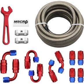AN6 20FT Fuel Line Hose Kit, Nylon Stainless Steel Braided 3/8" - 8.73mm ID(AN6, Nylon)