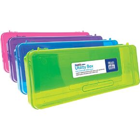 BAZIC Plastic Pencil Case, Ruler Length Large Utility Storage Box, Clear Color, Multi Purpose Organizer, 1-Pack