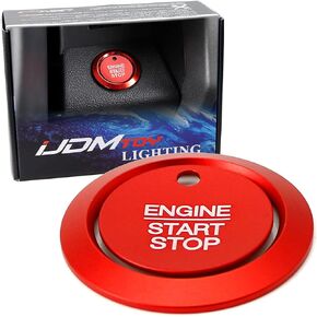 iJDMTOY Sports Red Aluminum Keyless Engine Push Start Button w/Surrounding Ring Trim Compatible with Ford F-150 Raptor Explorer Fusion Expedition Edge Taurus, etc