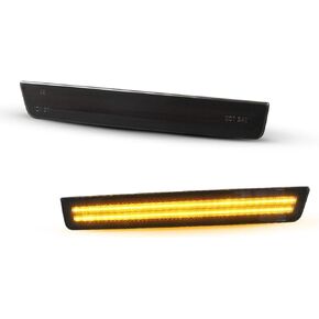 Gempro LED Side Marker Lights for Dodge Challenger 2015-2023 White Front Rear Bumper Marker Lamps 4PCS, Smoked Len
