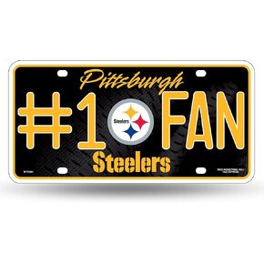 Rico Industries NFL Football Pittsburgh Steelers #1 Fan Metal Auto Tag