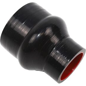 Universal TenkeAuto High Temperature 4-Ply Reinforced 3"-3.5" ID to ID Hump Reducer Silicone Hose Coupler (BLACK 3"-3.5")