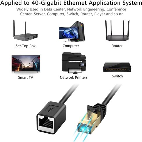 كابل تمديد إيثرنت J&D، محول كابل موسع إيثرنت Cat 6 (6 أقدام) يدعم معايير Cat6 / Cat5e / Cat5، أسلاك RJ45 محمية من ذكر إلى أنثى in Saudi Arabia