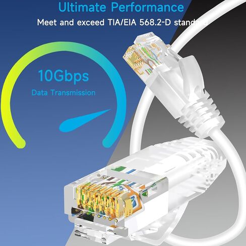 Cat6a Slim Ethernet Patch Cable 1 ft (24 Pack), Cat6a Patch Cable for Data Centers, Cat 6 Cable 10G, Network Patch Cables for Home and Enterprise Network -Blue in Saudi Arabia