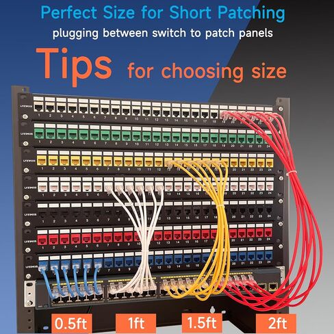Cat6a Slim Ethernet Patch Cable 1 ft (24 Pack), Cat6a Patch Cable for Data Centers, Cat 6 Cable 10G, Network Patch Cables for Home and Enterprise Network -Blue in Saudi Arabia