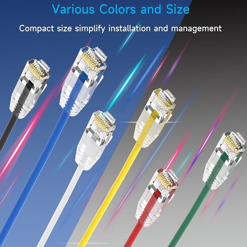 Cat6a Slim Ethernet Patch Cable 1 ft (24 Pack), Cat6a Patch Cable for Data Centers, Cat 6 Cable 10G, Network Patch Cables for Home and Enterprise Network -Blue in Saudi Arabia