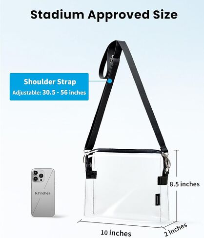 تمت الموافقة على Vorspack Clear Bag Stadium - محفظة شفافة من PVC - حقيبة كروس شفافة للنساء وحفلات الاستاد والمهرجانات in Kuwait