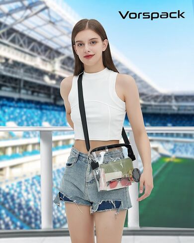 تمت الموافقة على Vorspack Clear Bag Stadium - محفظة شفافة من PVC - حقيبة كروس شفافة للنساء وحفلات الاستاد والمهرجانات in Kuwait