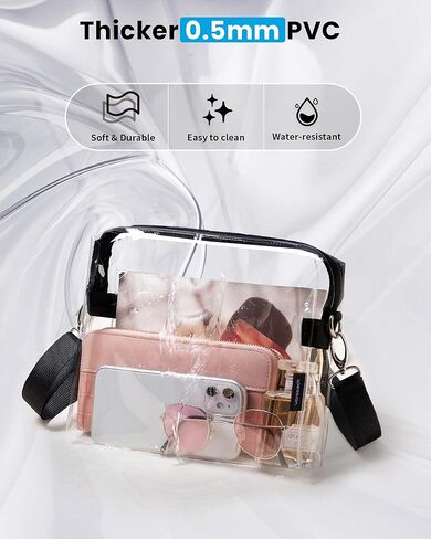 تمت الموافقة على Vorspack Clear Bag Stadium - محفظة شفافة من PVC - حقيبة كروس شفافة للنساء وحفلات الاستاد والمهرجانات in Kuwait