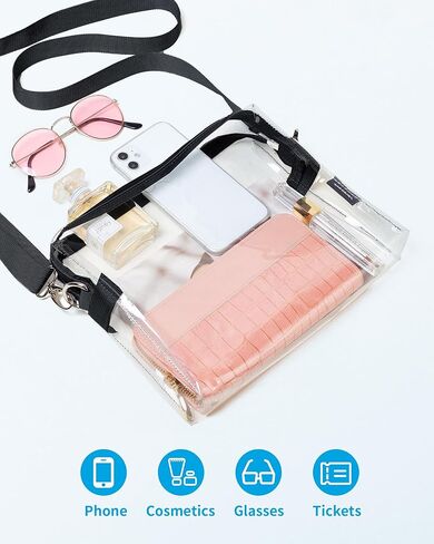 تمت الموافقة على Vorspack Clear Bag Stadium - محفظة شفافة من PVC - حقيبة كروس شفافة للنساء وحفلات الاستاد والمهرجانات in Kuwait