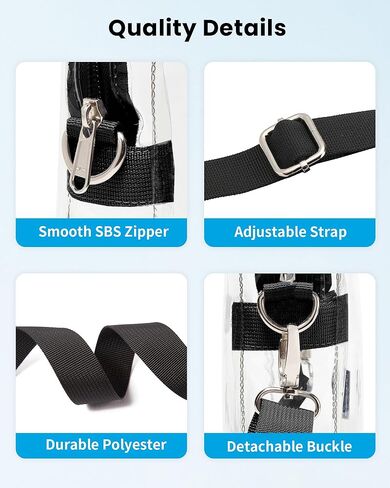 تمت الموافقة على Vorspack Clear Bag Stadium - محفظة شفافة من PVC - حقيبة كروس شفافة للنساء وحفلات الاستاد والمهرجانات in Kuwait