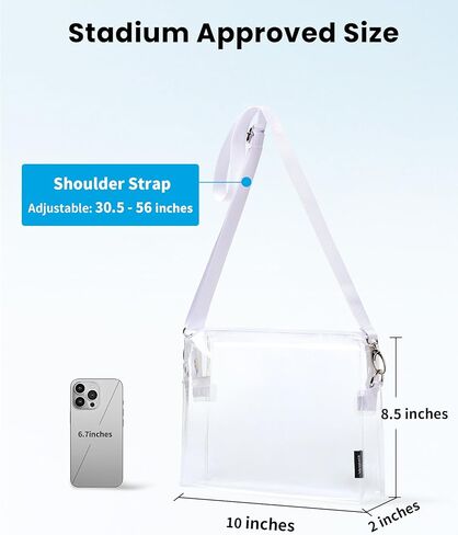 تمت الموافقة على Vorspack Clear Bag Stadium - محفظة شفافة من PVC - حقيبة كروس شفافة للنساء وحفلات الاستاد والمهرجانات in Kuwait
