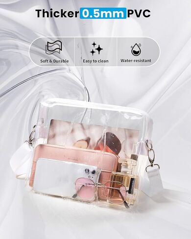 تمت الموافقة على Vorspack Clear Bag Stadium - محفظة شفافة من PVC - حقيبة كروس شفافة للنساء وحفلات الاستاد والمهرجانات in Kuwait