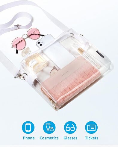 تمت الموافقة على Vorspack Clear Bag Stadium - محفظة شفافة من PVC - حقيبة كروس شفافة للنساء وحفلات الاستاد والمهرجانات in Kuwait
