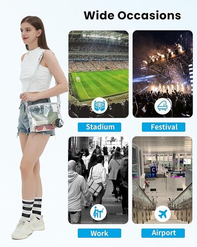 تمت الموافقة على Vorspack Clear Bag Stadium - محفظة شفافة من PVC - حقيبة كروس شفافة للنساء وحفلات الاستاد والمهرجانات in Kuwait