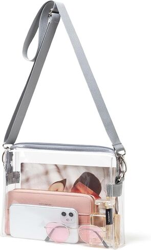 تمت الموافقة على Vorspack Clear Bag Stadium - محفظة شفافة من PVC - حقيبة كروس شفافة للنساء وحفلات الاستاد والمهرجانات in Kuwait