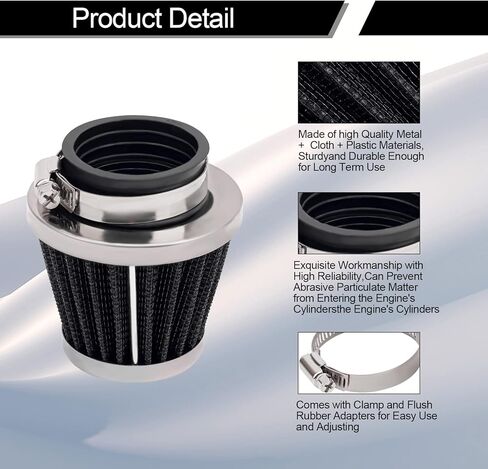 2 قطعة 42 مللي متر فلتر هواء عالمي لـ GY6 125CC 150CC 200CC 250CC الترابية دراجة ATV رباعية سكوتر الذهاب كارت متوافق مع كاواساكي سوزوكي ياماها PZ24 PZ30 المكربن ​​الدراجة Roketa Taotao للدراجات النارية in Kuwait