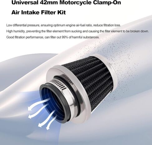 2 قطعة 42 مللي متر فلتر هواء عالمي لـ GY6 125CC 150CC 200CC 250CC الترابية دراجة ATV رباعية سكوتر الذهاب كارت متوافق مع كاواساكي سوزوكي ياماها PZ24 PZ30 المكربن ​​الدراجة Roketa Taotao للدراجات النارية in Kuwait