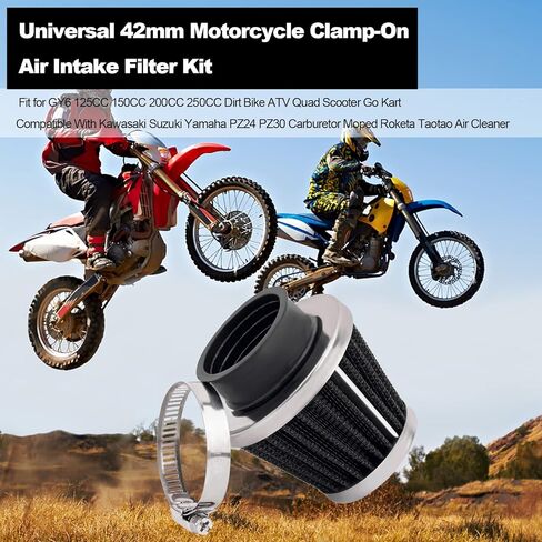 2 قطعة 42 مللي متر فلتر هواء عالمي لـ GY6 125CC 150CC 200CC 250CC الترابية دراجة ATV رباعية سكوتر الذهاب كارت متوافق مع كاواساكي سوزوكي ياماها PZ24 PZ30 المكربن ​​الدراجة Roketa Taotao للدراجات النارية in Kuwait