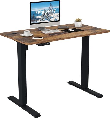 Electric Standing Desk with Whole Board, 55 x 24 Inches Height Adjustable Sit Stand Up Desk, Home Office Desk with 3 Memory Controller (Rustic Brown, 55 Inches) in Saudi Arabia