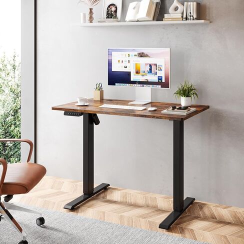 Electric Standing Desk with Whole Board, 55 x 24 Inches Height Adjustable Sit Stand Up Desk, Home Office Desk with 3 Memory Controller (Rustic Brown, 55 Inches) in Saudi Arabia
